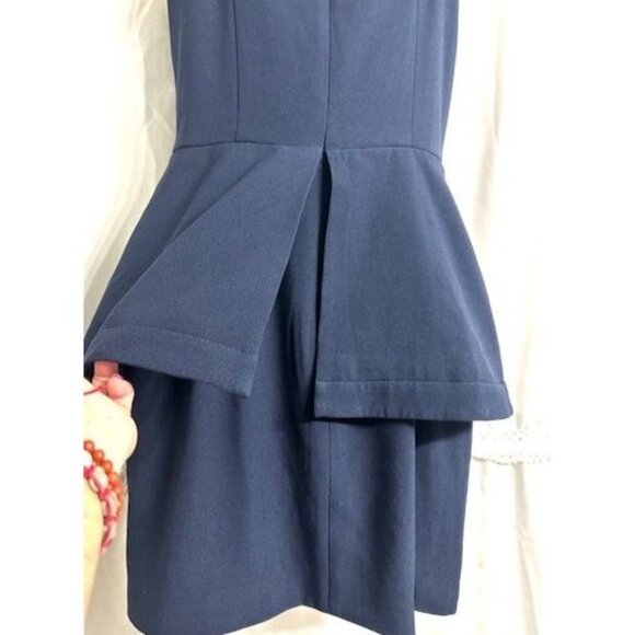Finders Keepers Navy Blue Sleeveless Cross Front Cutout Peplum Knee Dress Size M - Picture 5 of 9